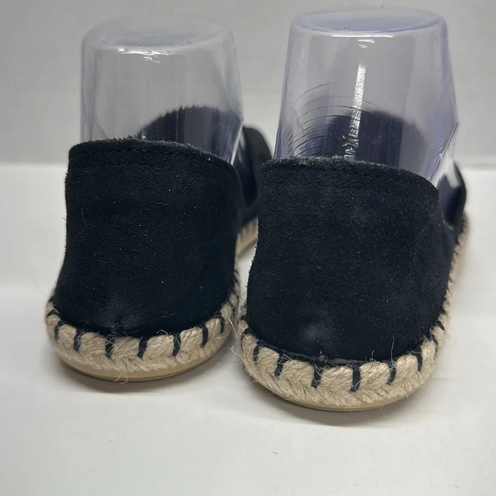 Miz Mooz Carmena Shoes Suede Leather Espadrille Jute Flats Slip On Black 37 US 7